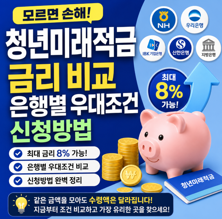 청년미래적금 "이자 차이 이렇게 크다고?" 금리 비교 은행별 우대조건 신청방법 1