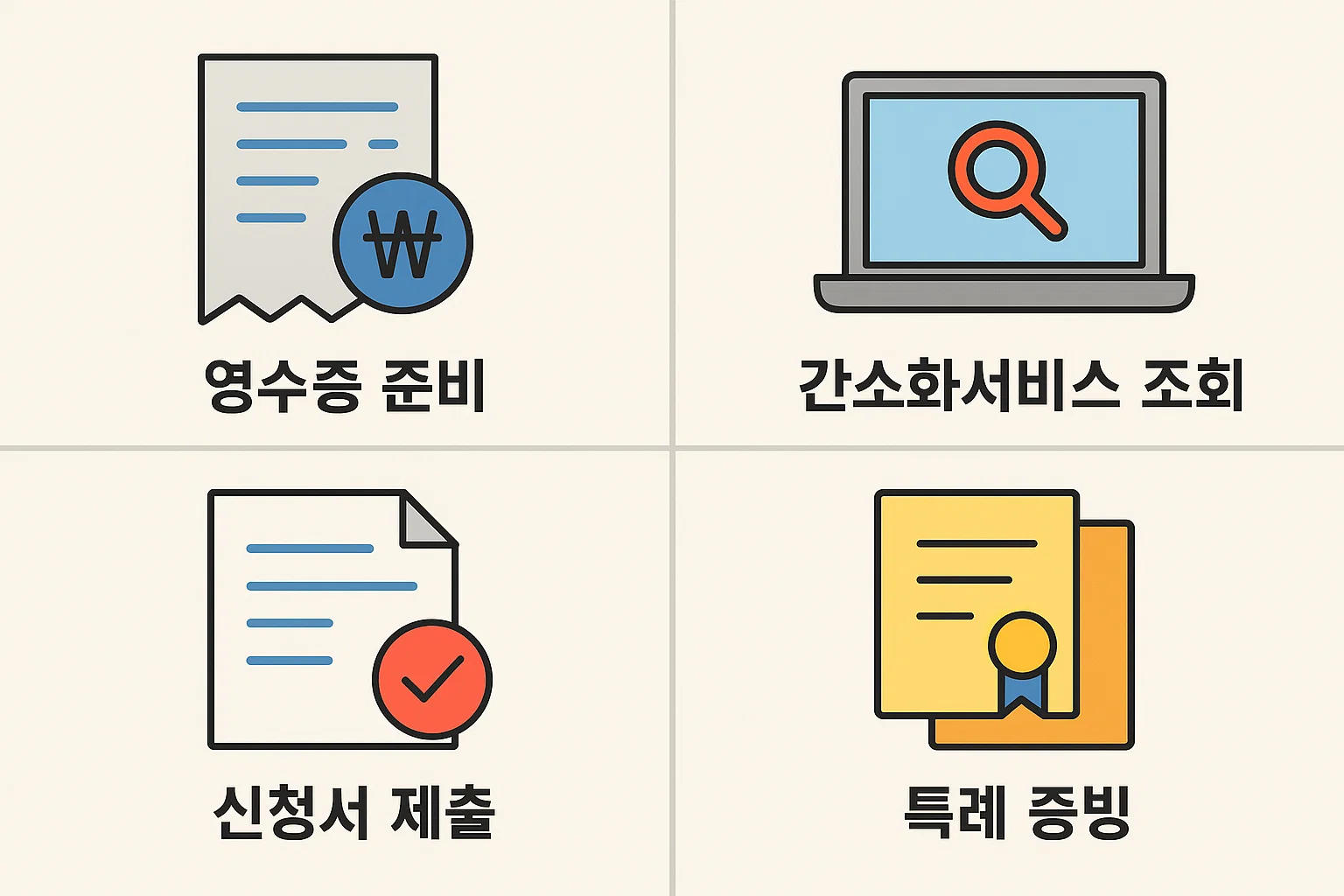 영수증 준비부터 간소화서비스 조회, 신청서 제출, 특례 증빙 등 의료비 연말정산 절차를 단계별로 정리한 실전 안내 인포그래픽