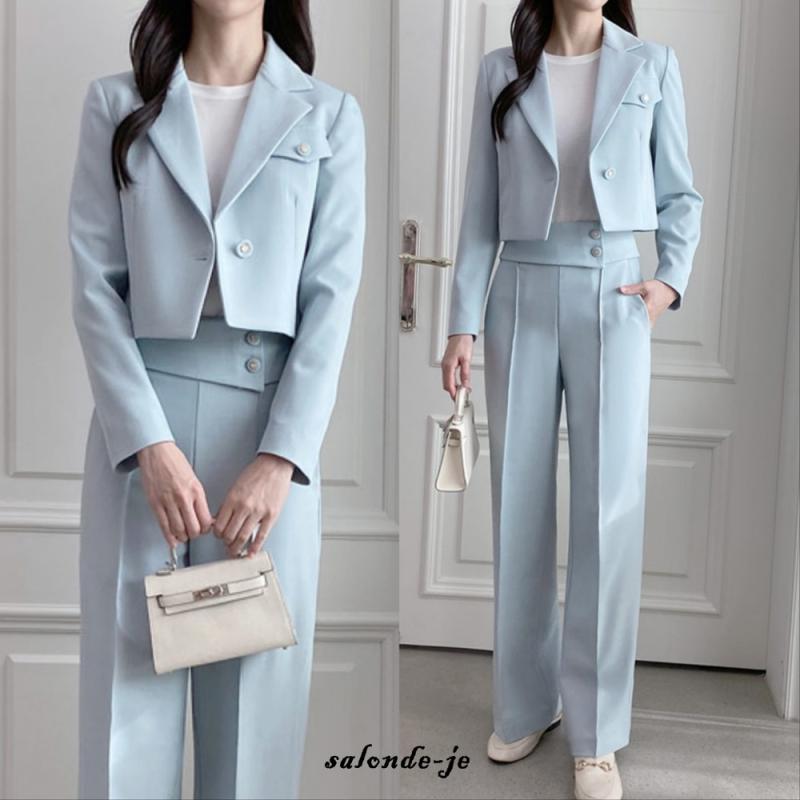 여성정장 세트 크롭자켓 와이드 셋업 수트 면접복장 여성봄정장