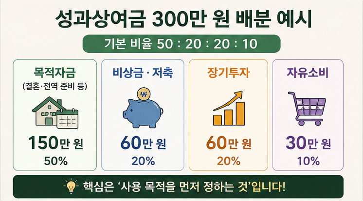 성과상여금 300만원 배분 예시