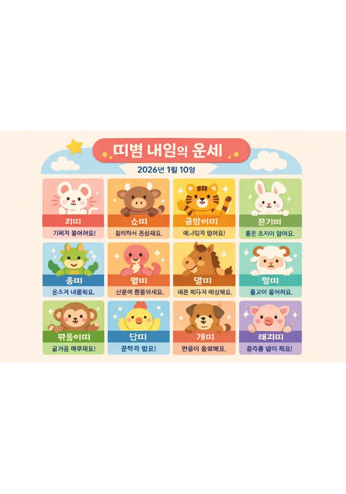 1.띠별 내일의 운세 2026년1월10일