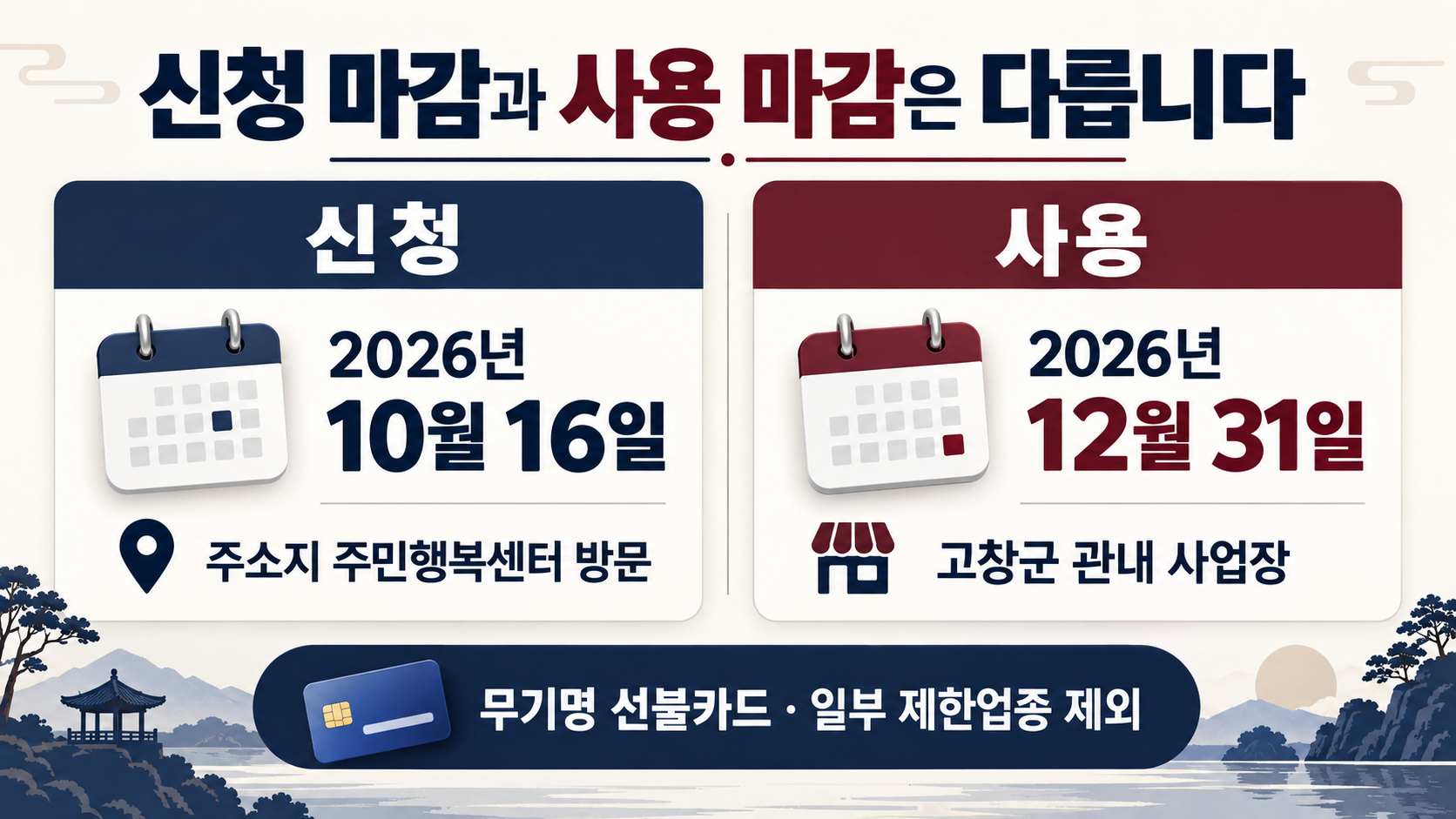 신청은 10월 16일, 선불카드 사용은 12월 31일까지입니다.
