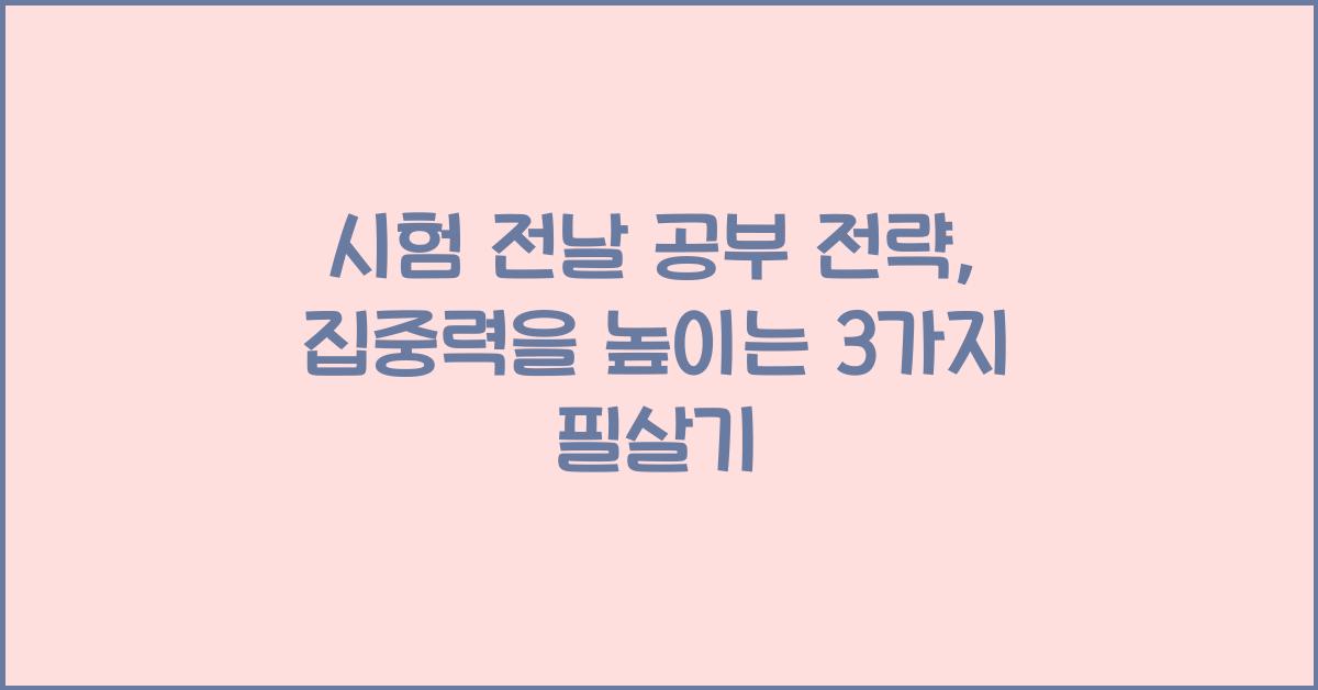 시험 전날 공부 전략