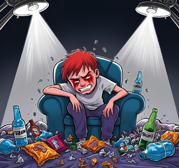 숙취로 괴로워 하는 모습