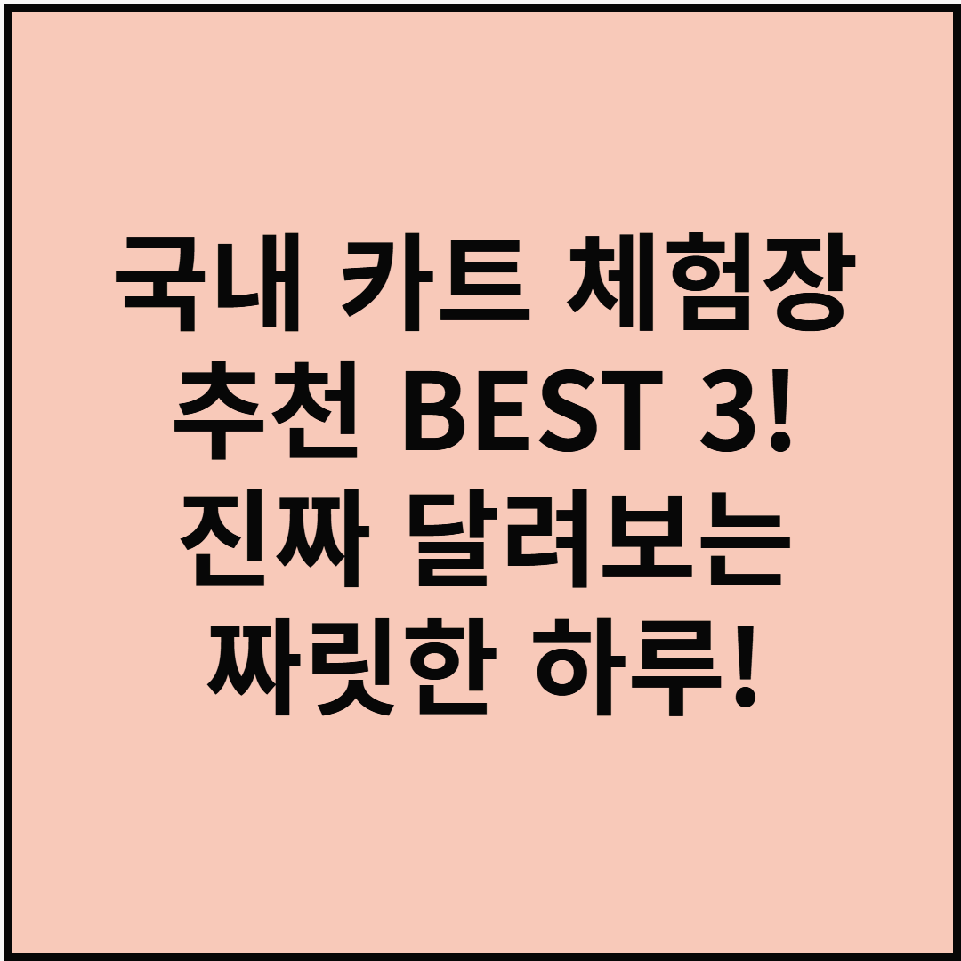 국내 카트 체험장 추천 BEST 3! 진짜 달려보는 짜릿한 하루!