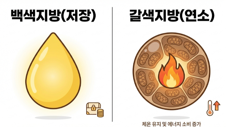 백색지방과 갈색지방의 구분