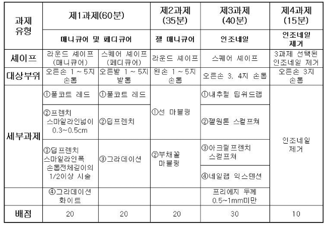 네일 실기 과제유형