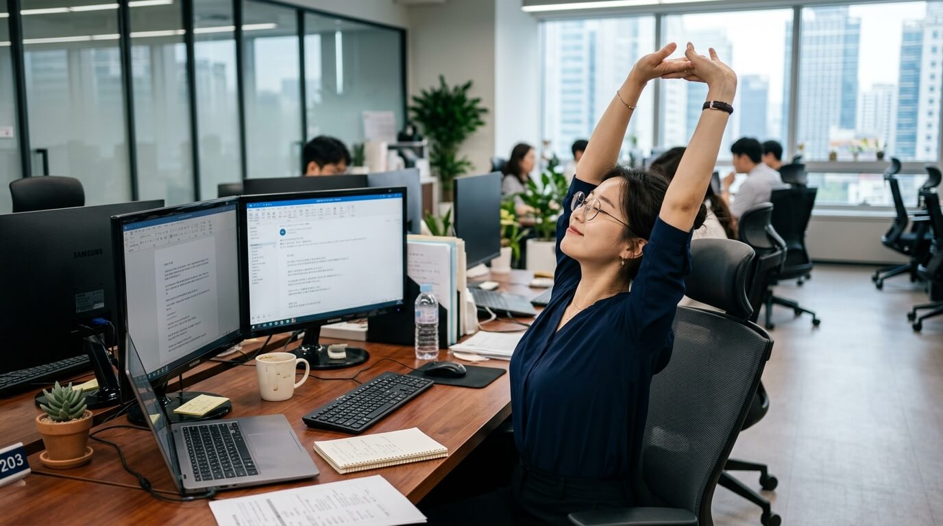 장시간 앉아서 근무하는 직장인