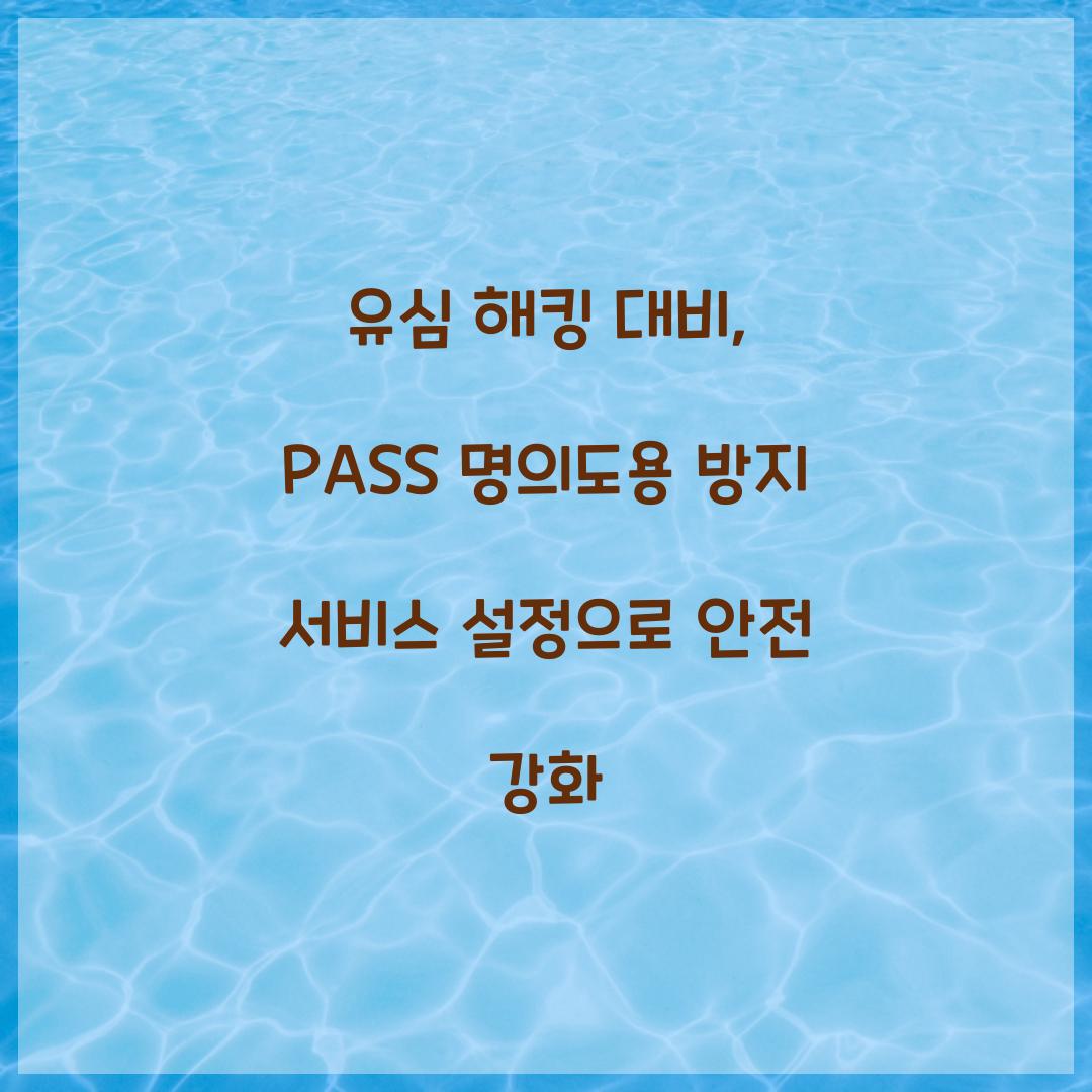 유심 해킹 대비: PASS 명의도용 방지 서비스 필수 설정
