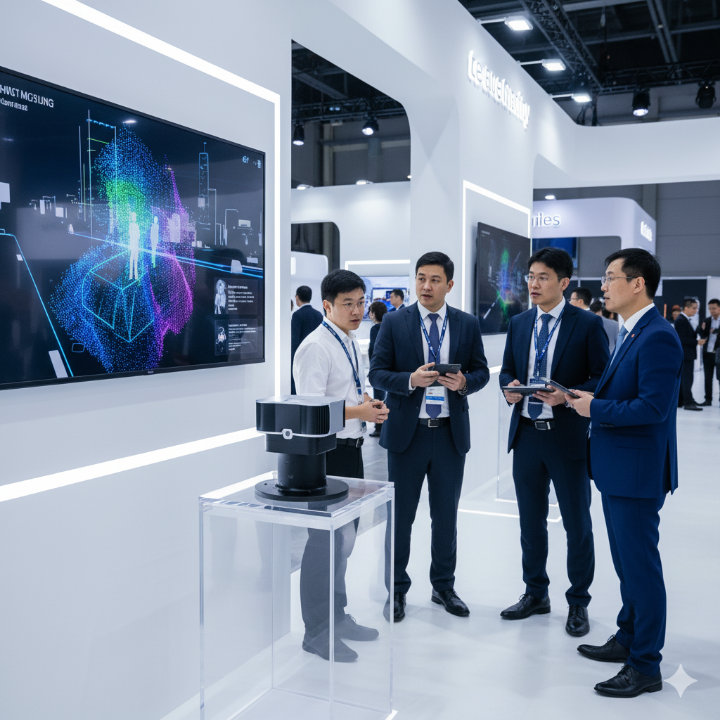 미래차의 핵심인 라이다(LiDAR) 센서 전시 모습