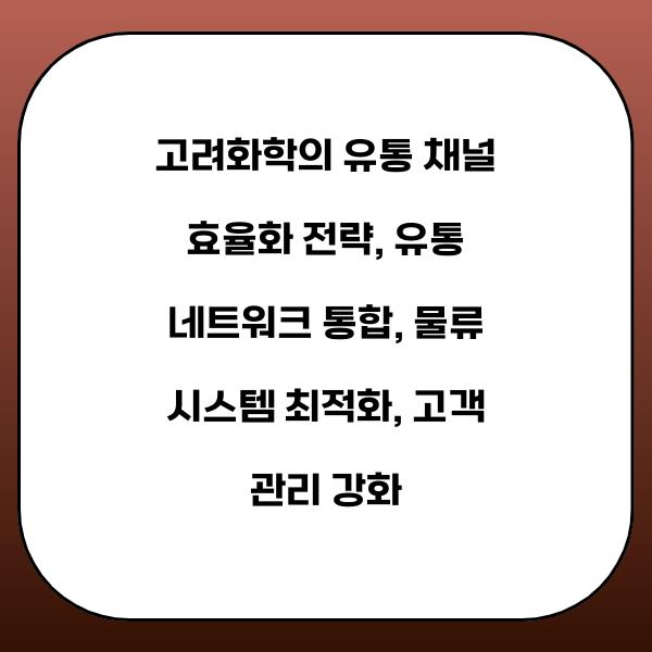 고려화학의 유통 채널 효율화 전략