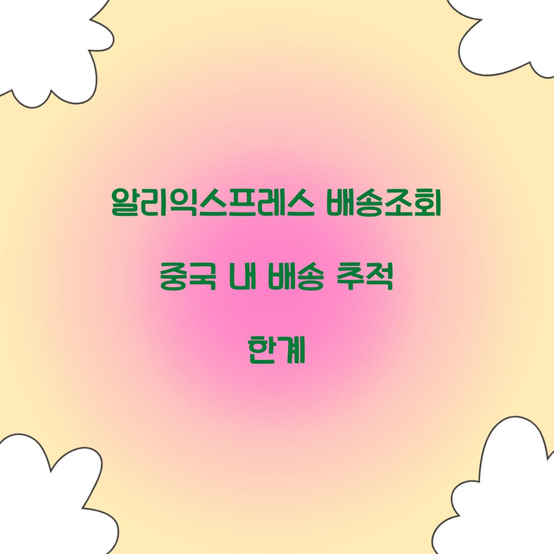알리익스프레스 배송조회 중국 내 배송 추적 한계