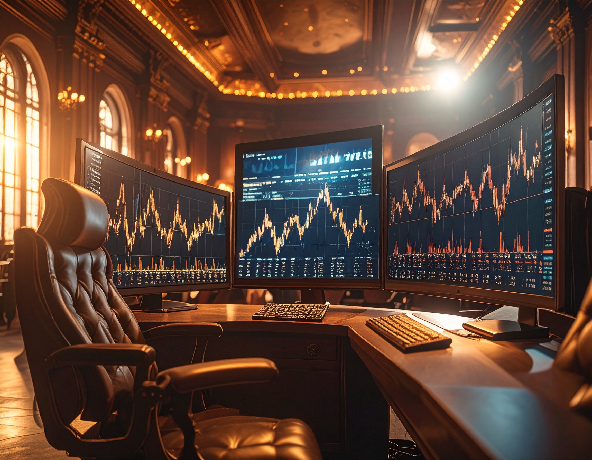 배당주 투자, 배당주 확인 하는 모니터, 책상