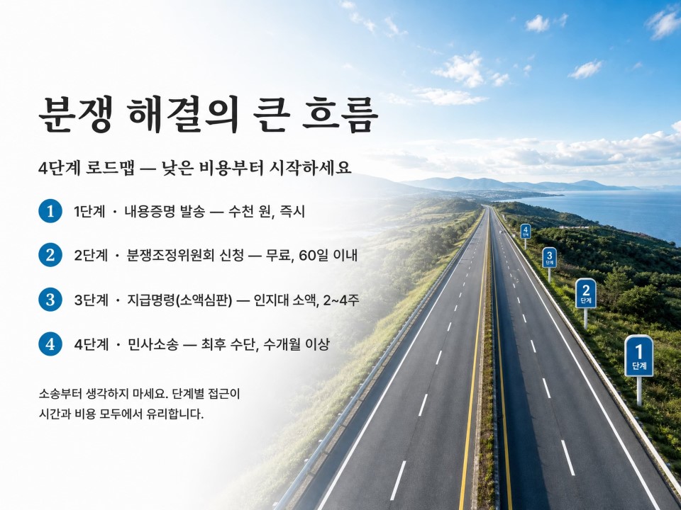 분쟁 해결의 큰 흐름 — 4단계 로드맵