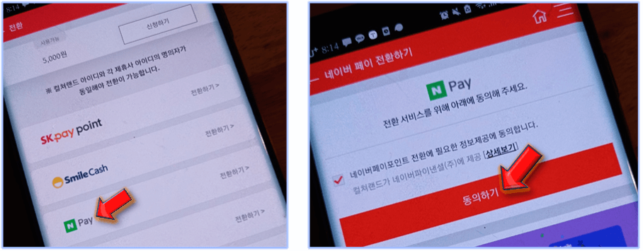 네이버페이-전환-진행하기