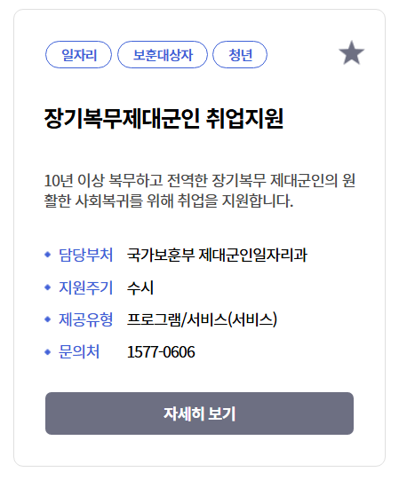 장기복무제대군인 취업지원