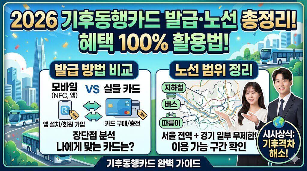 2026 기후동행카드 발급 방법 비교 및 노선 범위 정리 (기후격차 시사상식)