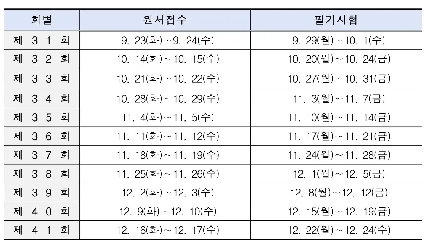 25년 상시 필기시험 시행일정
