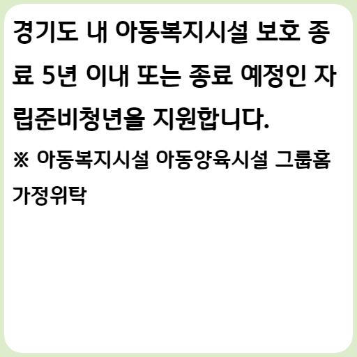경기도 자립준비청년 주거기반 자립지원