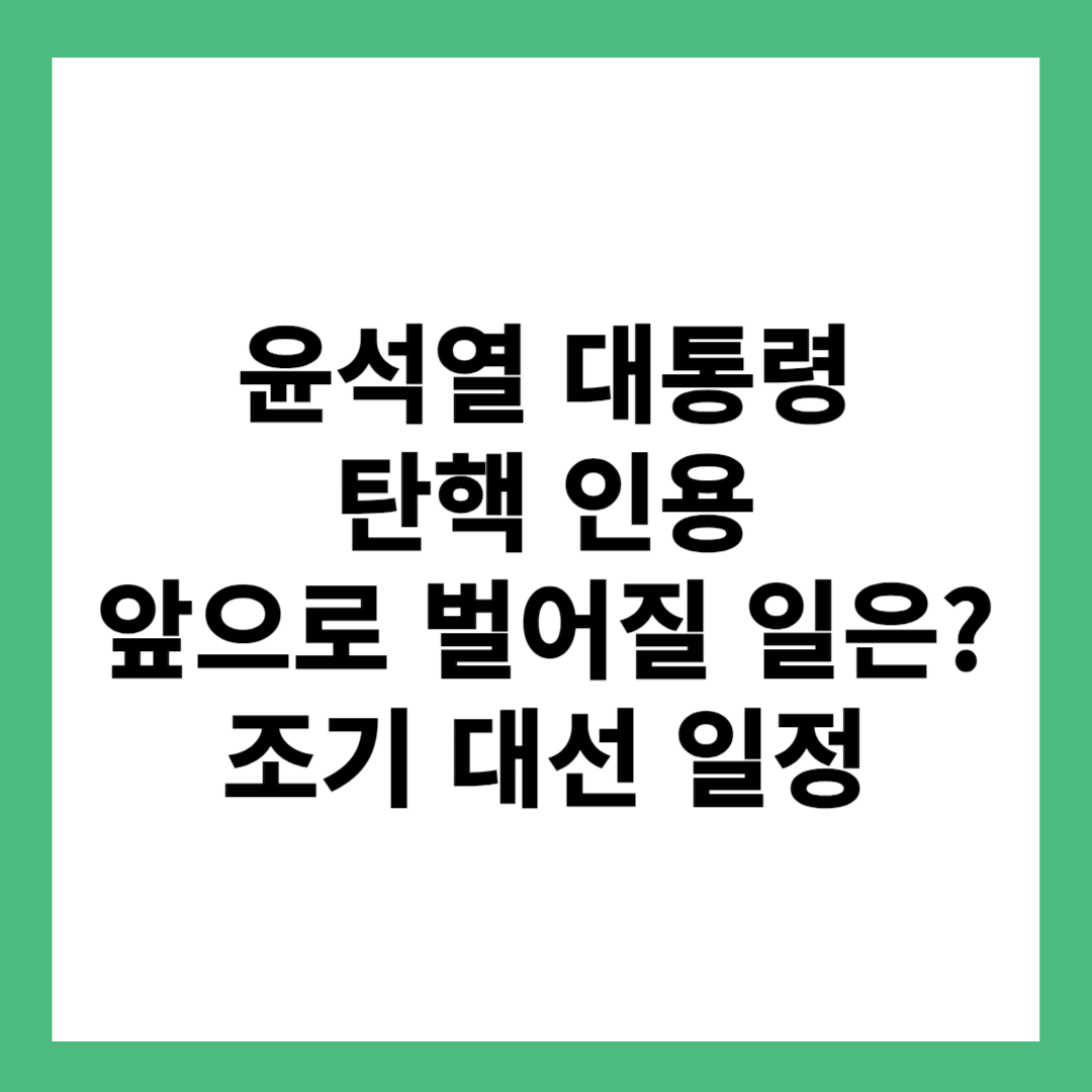 윤석열 대통령 탄핵 인용 앞으로 벌어질 일은? 조기 대선 일정