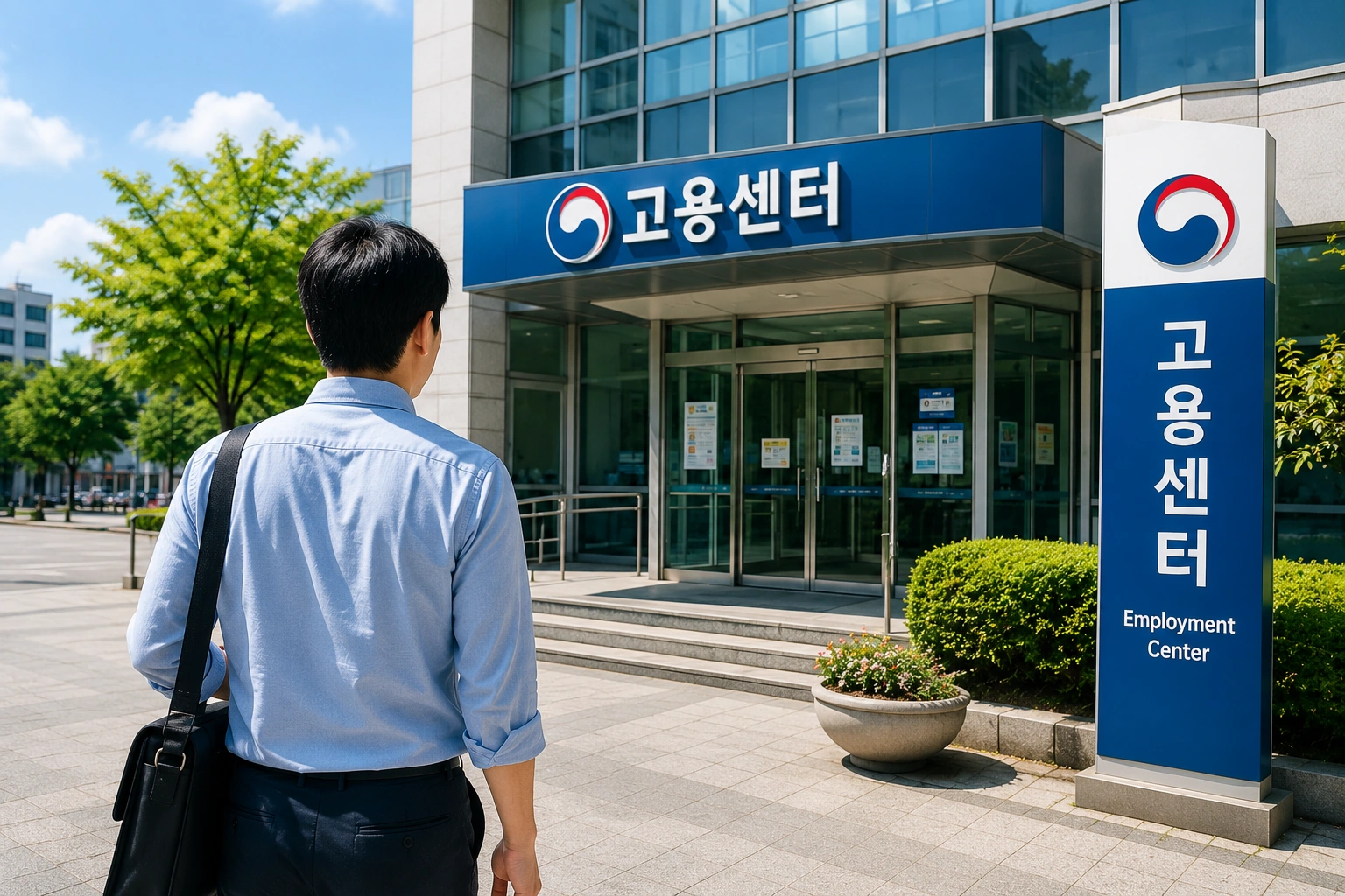 고용센터 방문 신청 모습