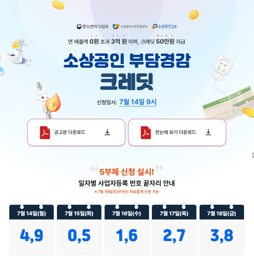 소상공인 부담경감 크레딧 신청