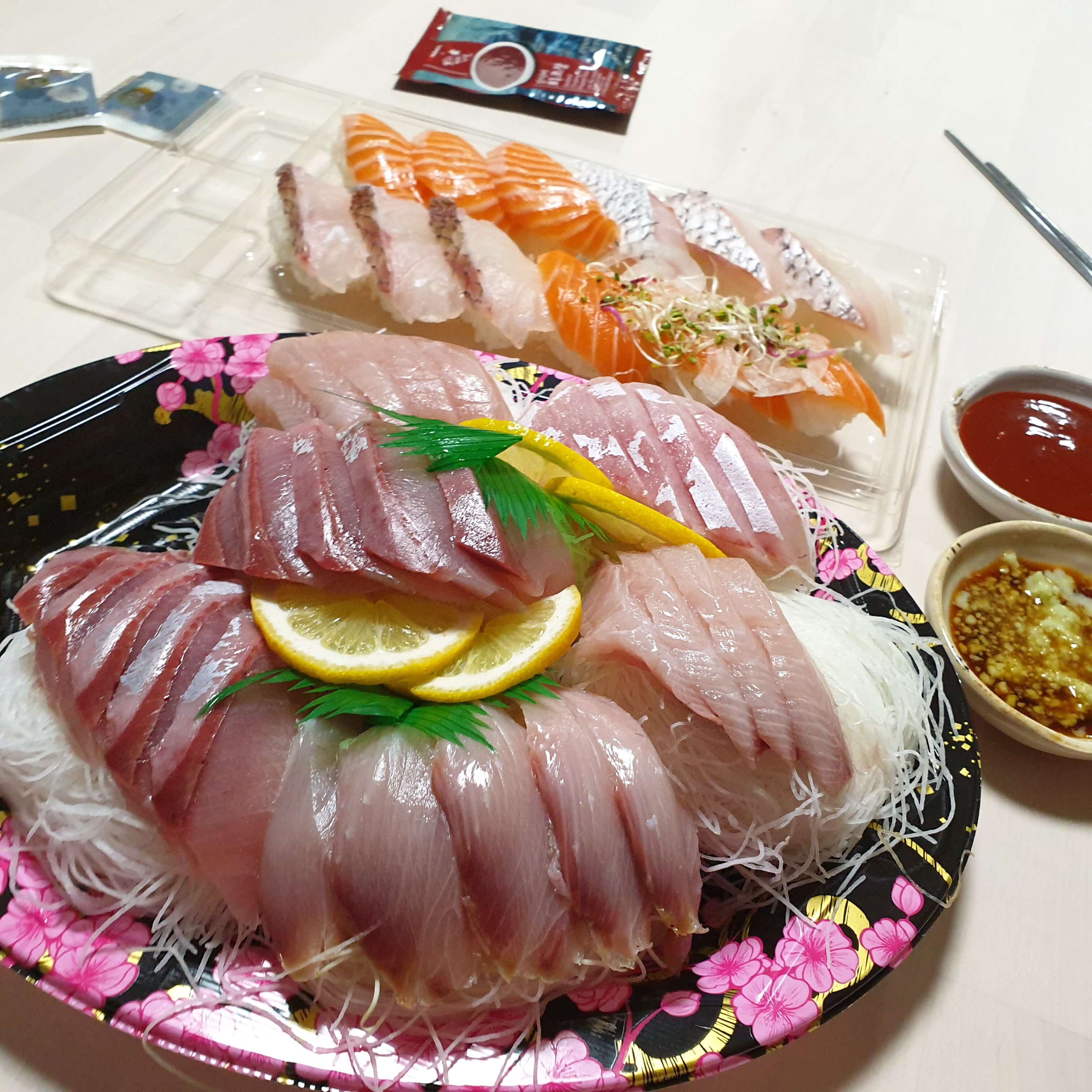 롯데마트 방어회, 연어&광어초밥