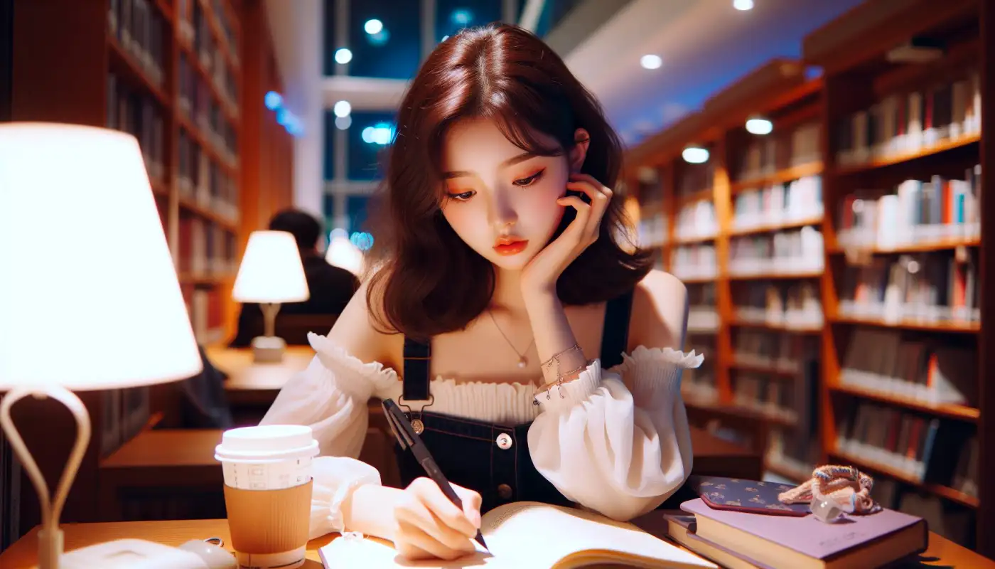 항공-자기소개서-쓰는법으로-글쓰기하는-여성의-모습