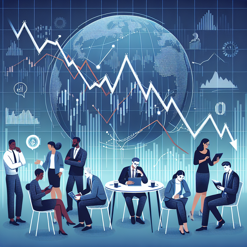 투자 그래프와 고민하는 사람들의 일러스트