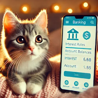 은행 어플 보는 고양이 이미지