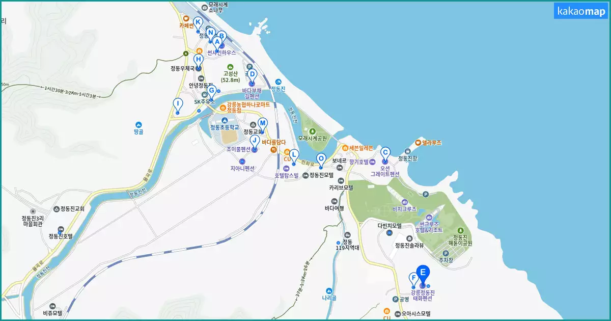 정동진 주변 펜션 및 숙소
