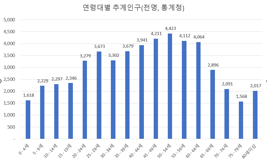 연령대별 추산 인구수