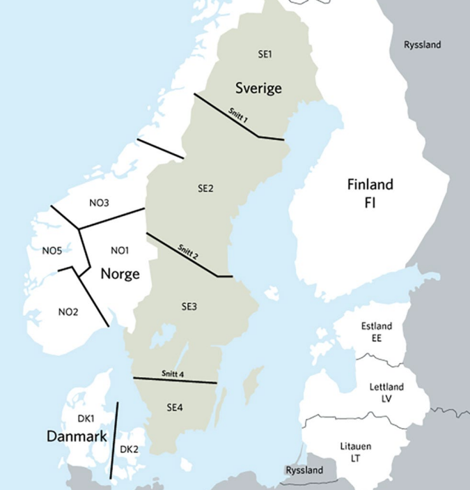 스웨덴 전기비 권역 시스템 (스웨덴에너지청)