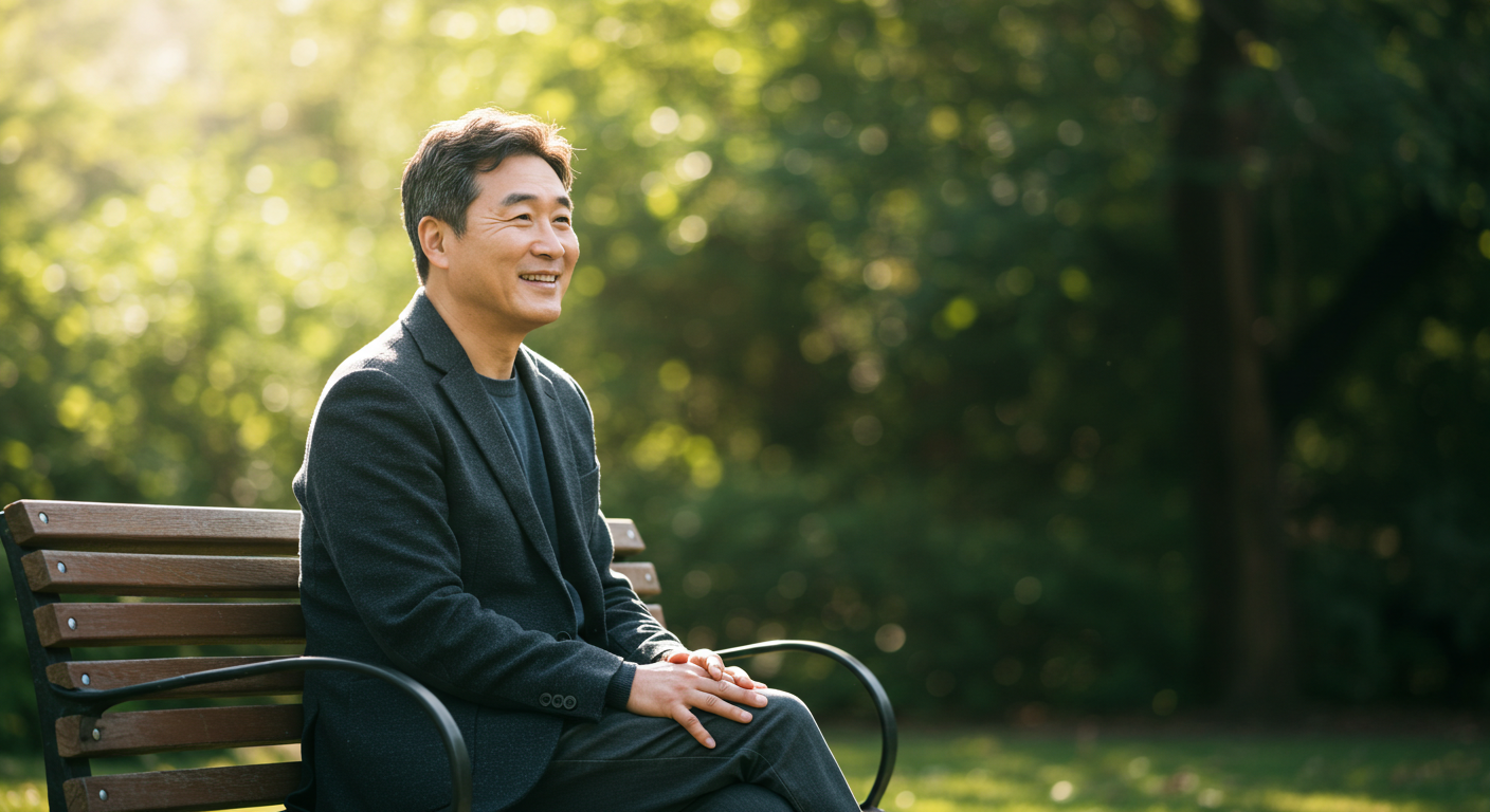 안도감 있는 표정의 남성
