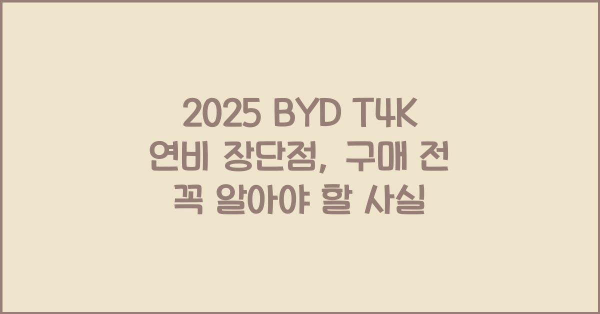 2025 BYD T4K 연비 장단점