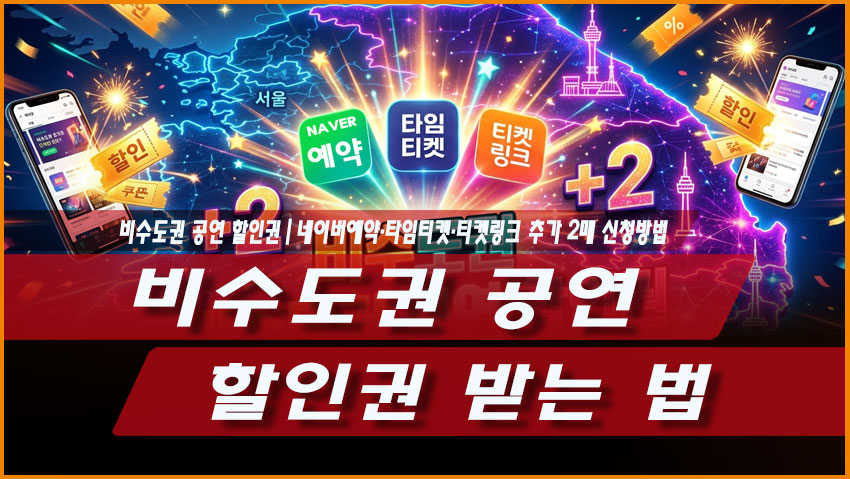 비수도권 공연 할인권 받는 법 네이버예약 예스24 타임티켓 티켓링크 추가 2매