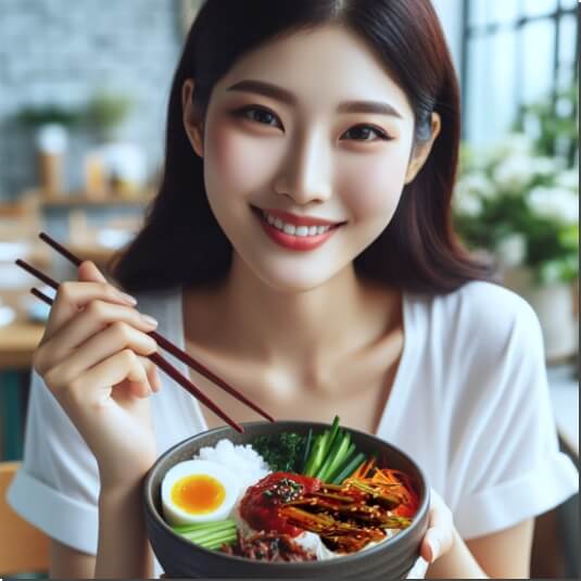 옻순 먹는 법과 부작용&#44; 옻순 비빔밥 먹는 여성