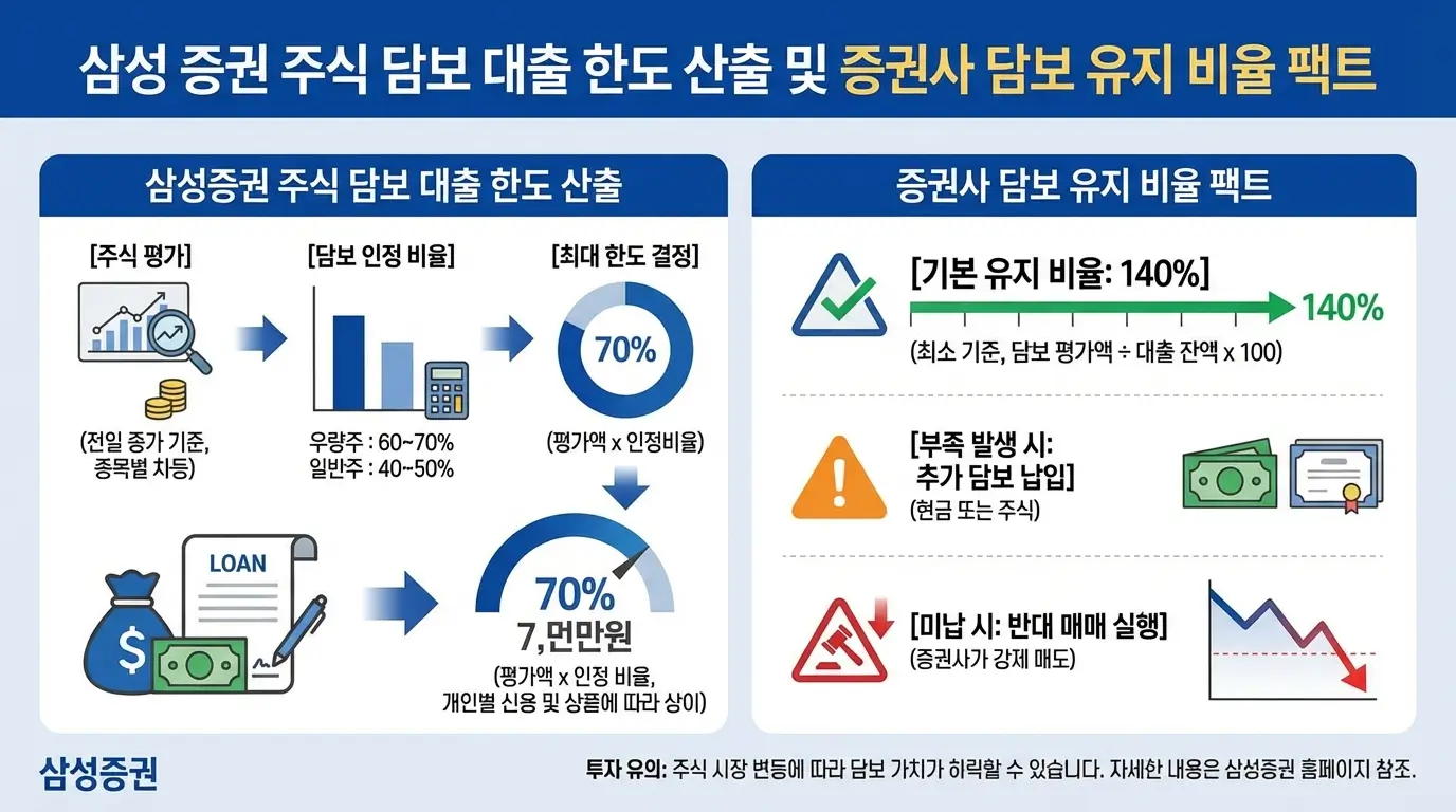 삼성 증권 주식 담보 대출 한도 산출 및 증권사 담보 유지 비율 팩트