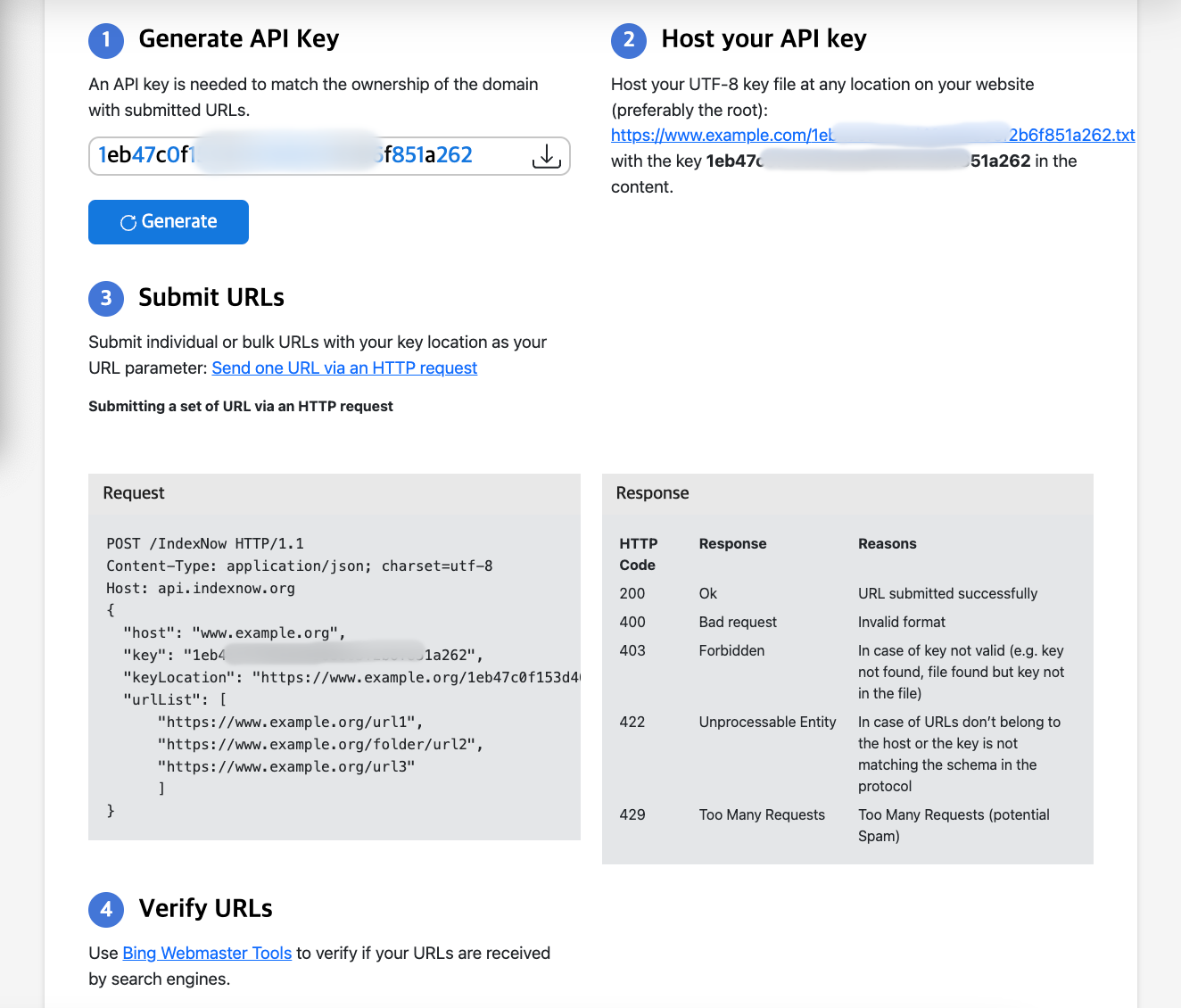 IndexHow How-to make API Key