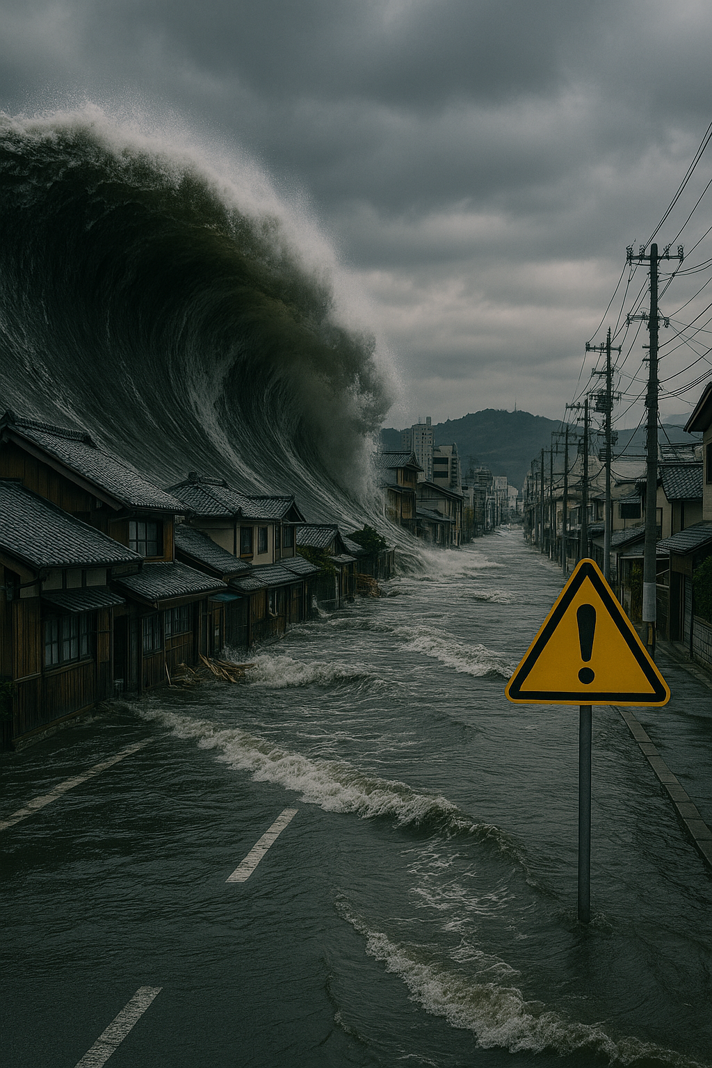 해일이 덮치는 모습