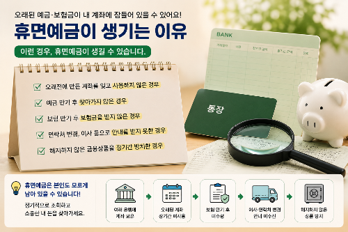 휴면예금이 생기는 이유와 오래된 예금 보험금 조회 안내 이미지