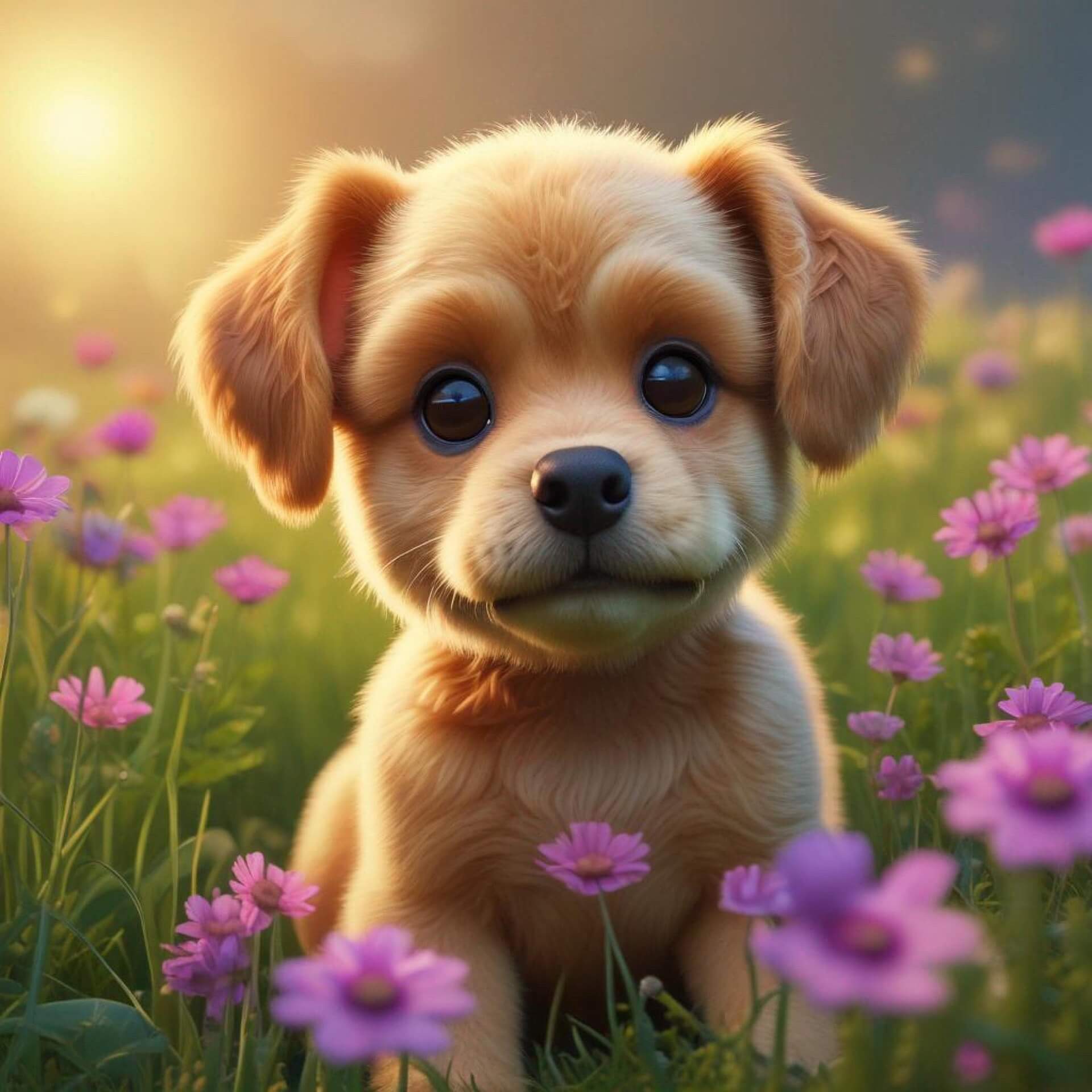 꽃을 든 강아지