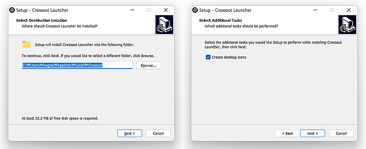 크로스아웃-런처-설치-인스톨러-창