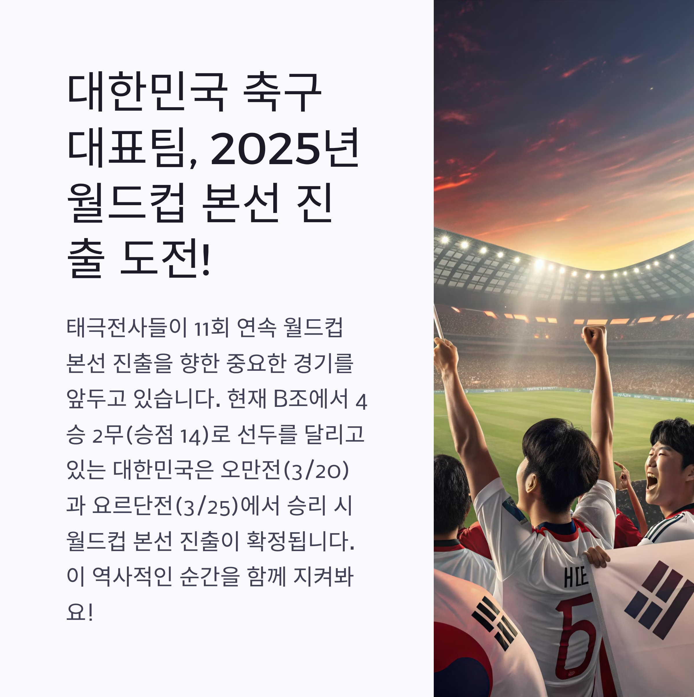 2025년 A매치 대비 대한민국 대표팀 훈련 일정