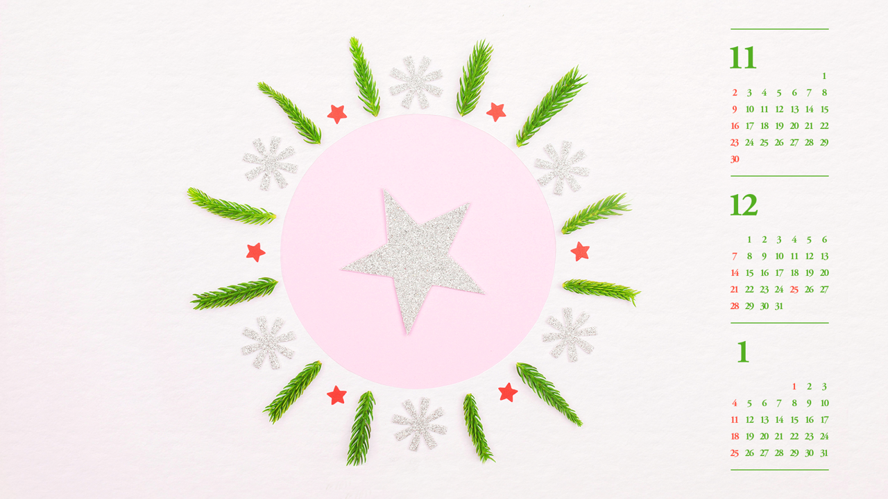 08 은색 별장식 B - 2025년12월 달력배경화면