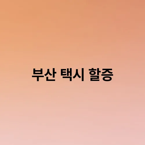 부산 택시 할증