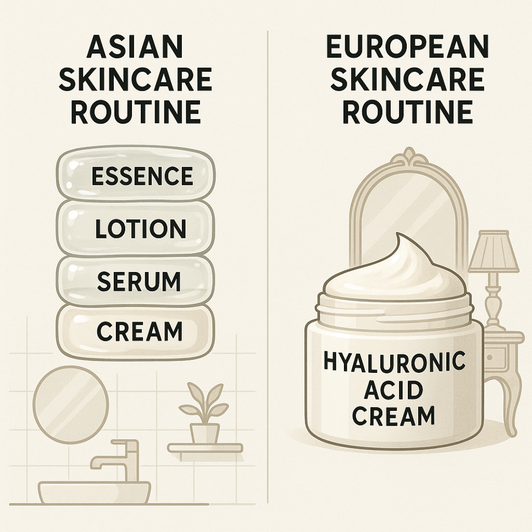유럽 vs 아시아 보습법 (히알루론산, 천연성분, 크림)