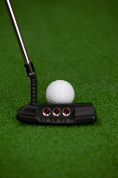 인조잔디 위에서 퍼터로 연습하려는 이미지