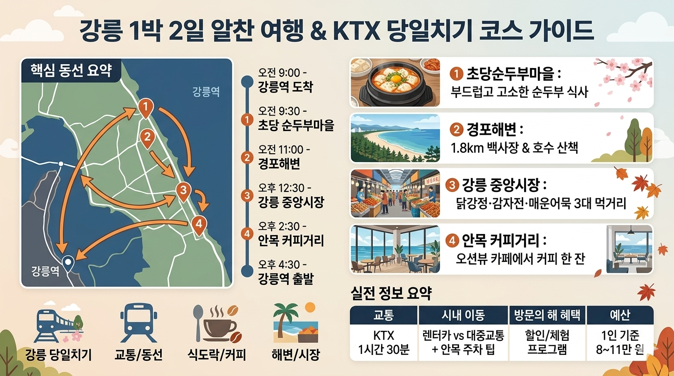 강릉 당일치기 코스, 동선추천 바다부터 커피 그리고 맛집까지