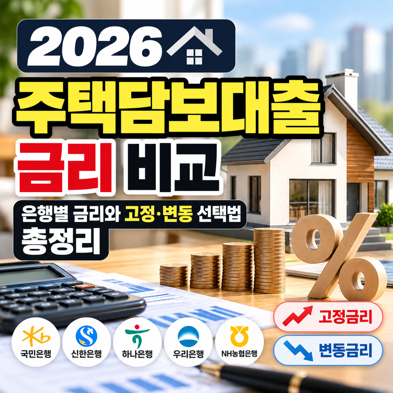 주택담보대출금리비교, 주택담보대출금리, 주담대금리, 고정금리변동금리, 주택담보대출